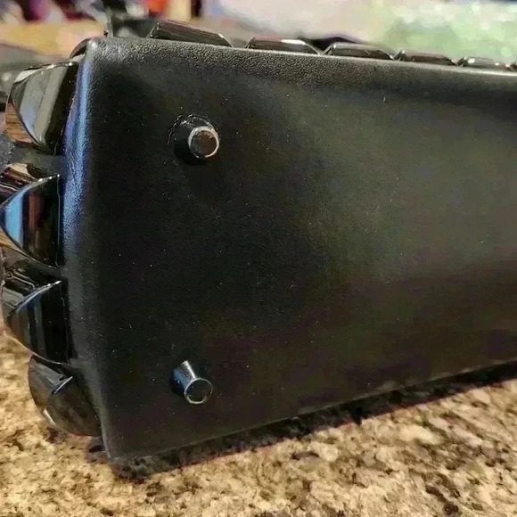 SOLD!! Burberry Men's Black Glazed Leather Studded Tote $1330 - Picture 13 of 16